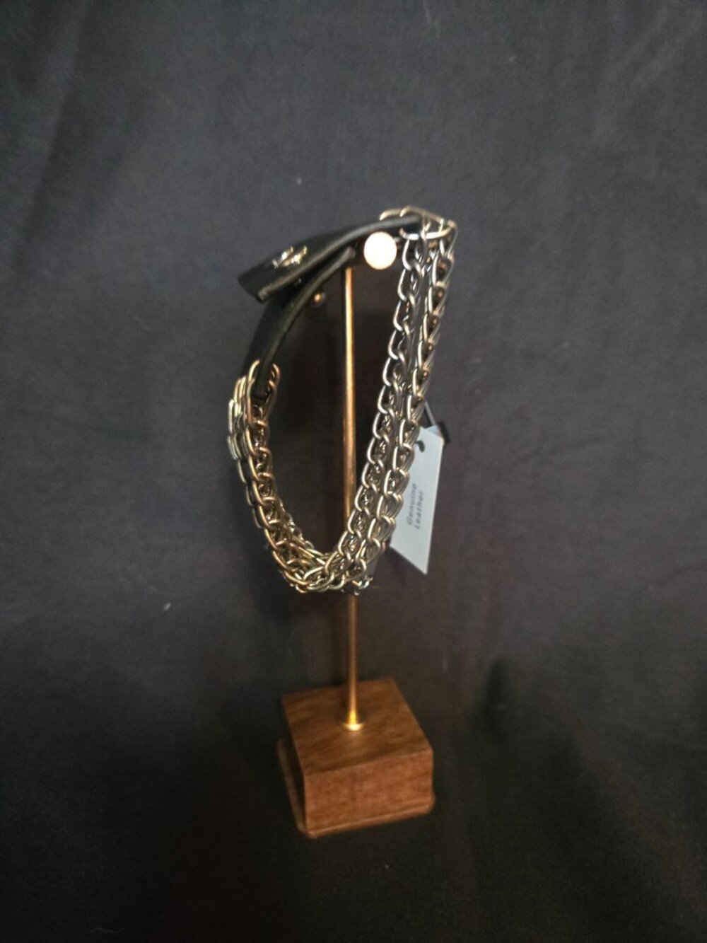 White House Black Market Genuine Leather Multi-Chain Statement Cuff Bracelet - Picture 6 of 8